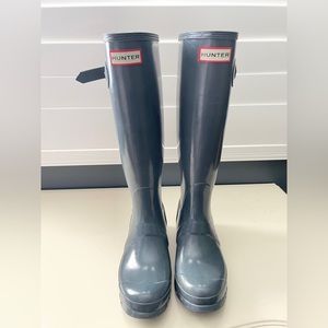 Women’s Hunter Grey Gray Rain Boots Rubber 6